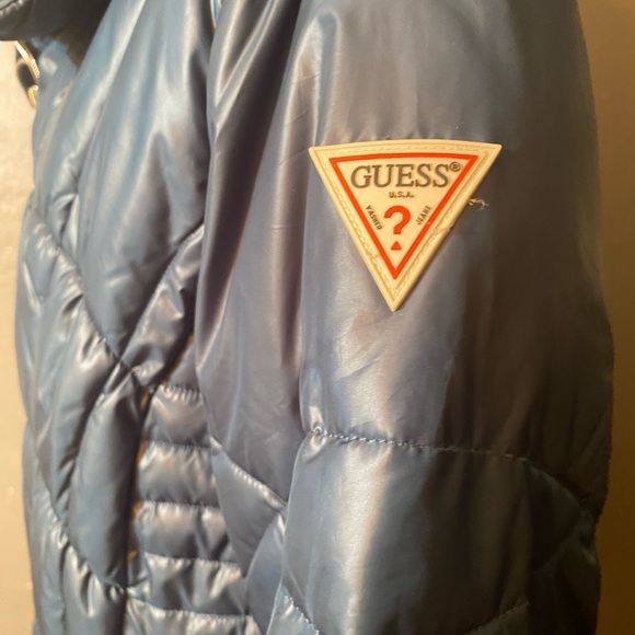 Dark Teal blue GUESS Down alternative Puffy Coat - Picture 2 of 16